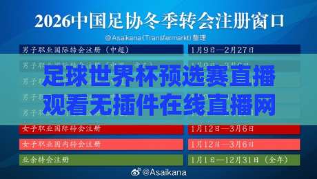 足球世界杯预选赛直播观看无插件在线直播网：2026年球迷必备的观赛指南！